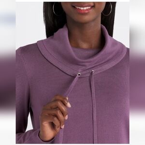 Lety & Me Women's Purple Cowl Neck Sweater, Medium
